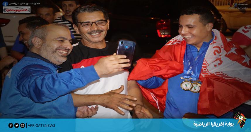  استقبال كبير للبطل الليبي أحمد أبوزريبة 